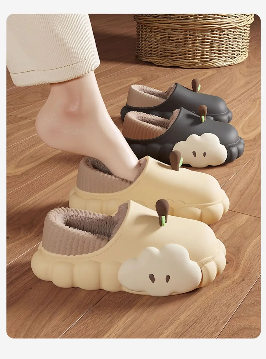 Cartoon Waterproof Cotton Slippers for Women 2025 New Autumn and Winter Non-Slip Warm Fleece-Lined Cute Cotton Slippers for Women to Wear Outside — feature 6