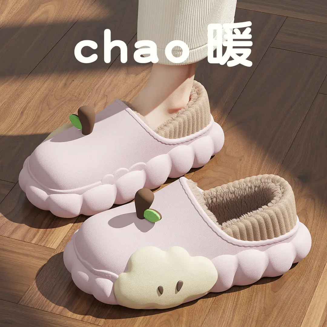 Cartoon Waterproof Cotton Slippers for Women 2025 New Autumn and Winter Non-Slip Warm Fleece-Lined Cute Cotton Slippers for Women to Wear Outside - Image 2