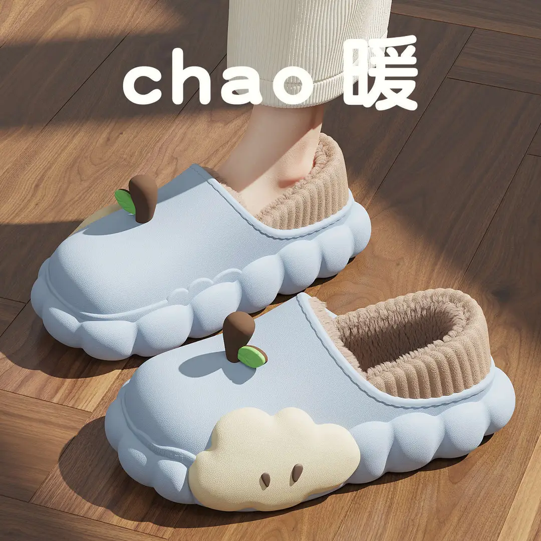 Cartoon Waterproof Cotton Slippers for Women 2025 New Autumn and Winter Non-Slip Warm Fleece-Lined Cute Cotton Slippers for Women to Wear Outside - Image 3