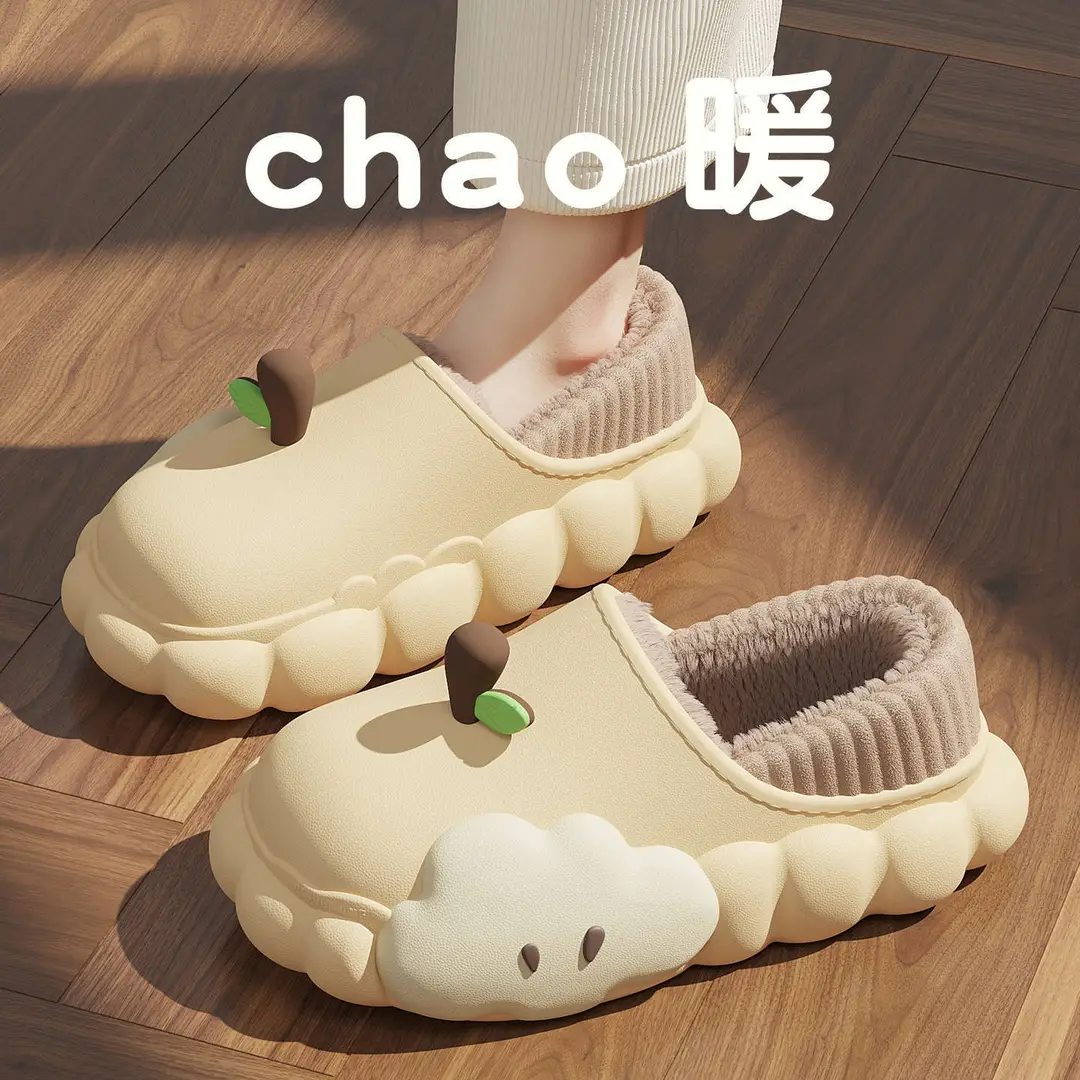 Cartoon Waterproof Cotton Slippers for Women 2025 New Autumn and Winter Non-Slip Warm Fleece-Lined Cute Cotton Slippers for Women to Wear Outside - Image 4