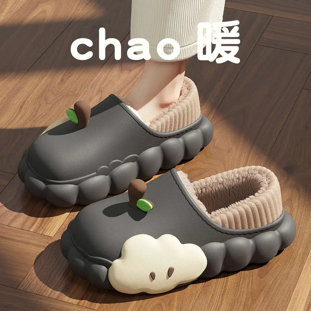Cartoon Waterproof Cotton Slippers for Women 2025 New Autumn and Winter Non-Slip Warm Fleece-Lined Cute Cotton Slippers for Women to Wear Outside - Image 6