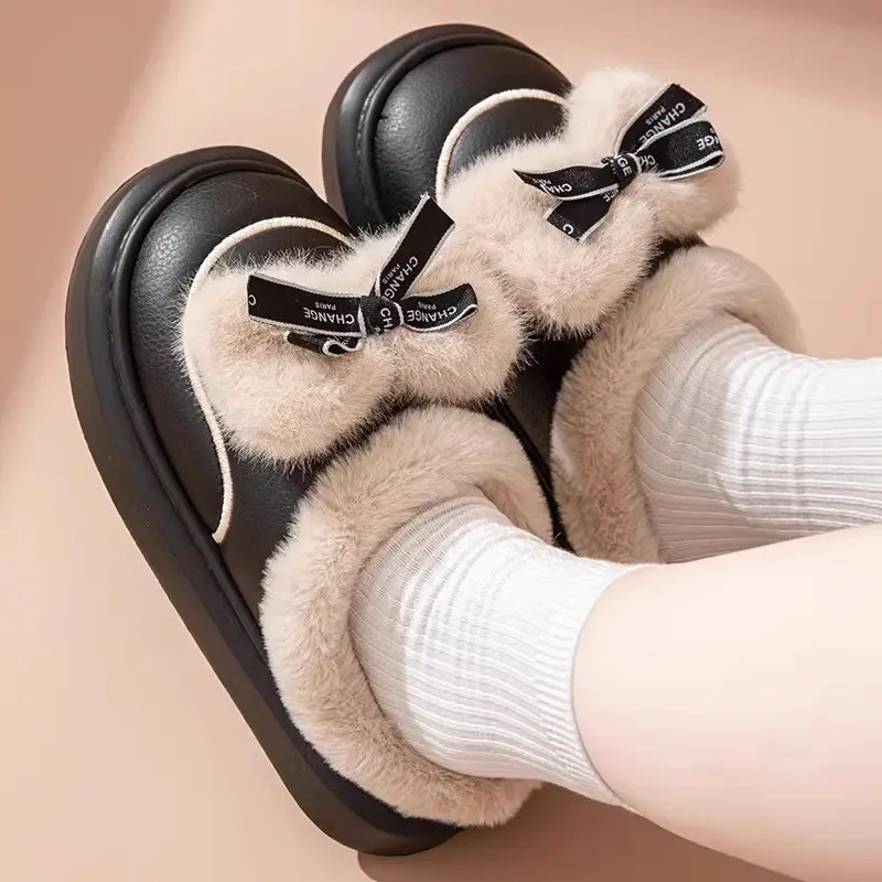 Zuo'Er 411 Butterfly 2025 Cotton Slippers for Couples, Fleece-Lined, Warm, Non-Slip, Solid Color, Suitable for Indoor and Outdoor Use, High-End Cotton Slippers - Image 6
