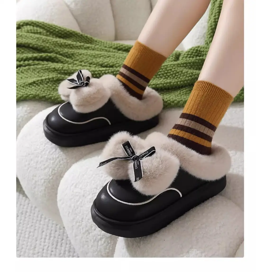 Zuo'Er 411 Butterfly 2025 Cotton Slippers for Couples, Fleece-Lined, Warm, Non-Slip, Solid Color, Suitable for Indoor and Outdoor Use, High-End Cotton Slippers — feature 12