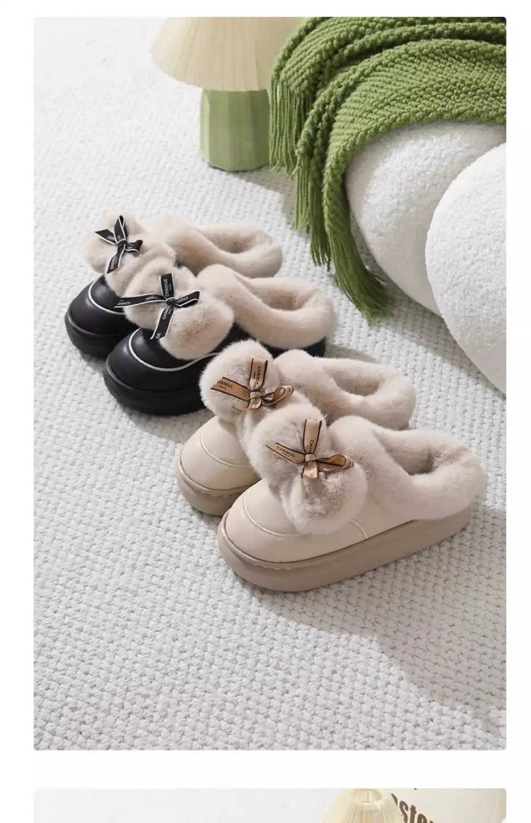 Zuo'Er 411 Butterfly 2025 Cotton Slippers for Couples, Fleece-Lined, Warm, Non-Slip, Solid Color, Suitable for Indoor and Outdoor Use, High-End Cotton Slippers — feature 15
