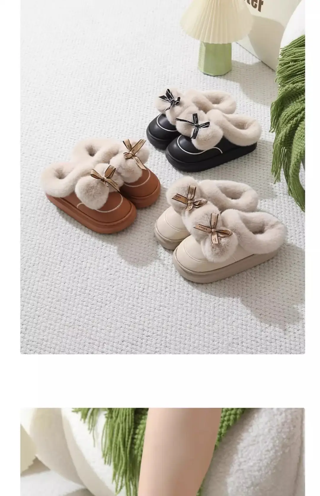 Zuo'Er 411 Butterfly 2025 Cotton Slippers for Couples, Fleece-Lined, Warm, Non-Slip, Solid Color, Suitable for Indoor and Outdoor Use, High-End Cotton Slippers — feature 16
