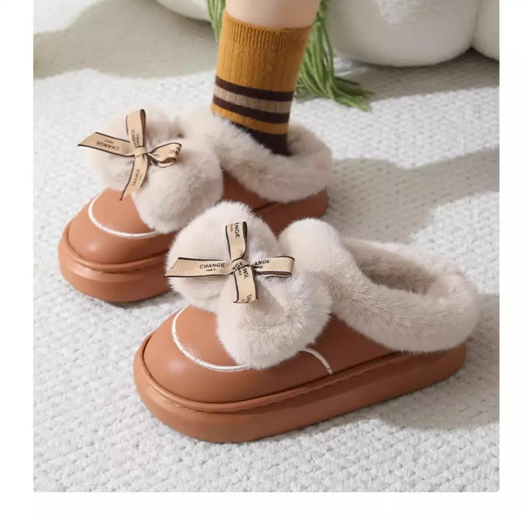 Zuo'Er 411 Butterfly 2025 Cotton Slippers for Couples, Fleece-Lined, Warm, Non-Slip, Solid Color, Suitable for Indoor and Outdoor Use, High-End Cotton Slippers — feature 17