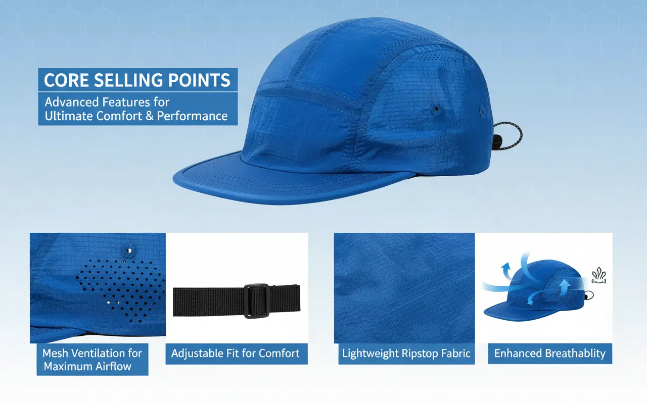 Men Blue Grid Baseball Cap Summer Wear — feature 12