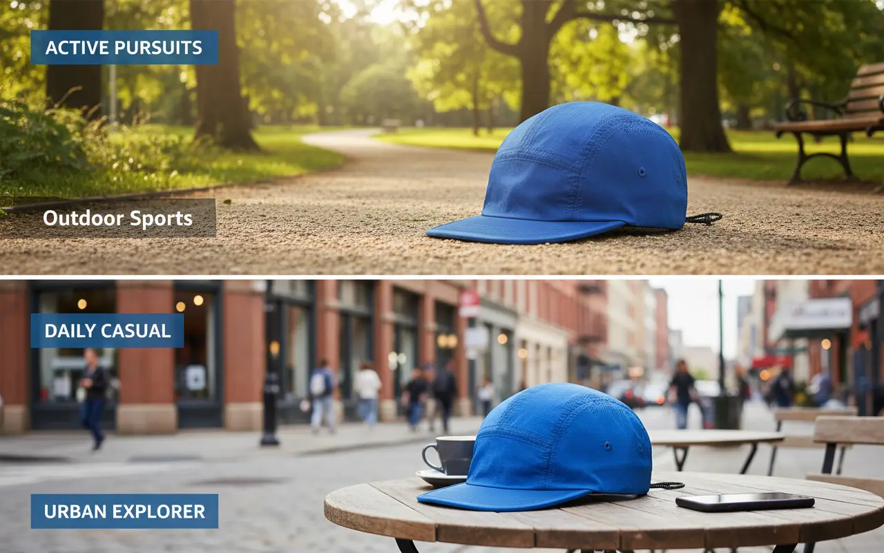 Men Blue Grid Baseball Cap Summer Wear — feature 13