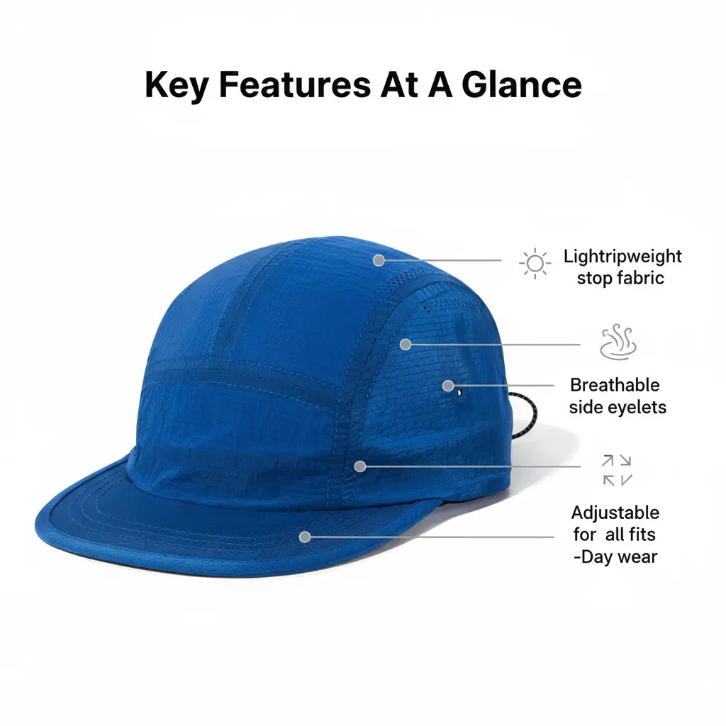 Men Blue Grid Baseball Cap Summer Wear — feature 9