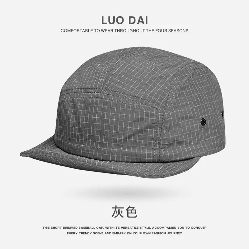 Men Blue Grid Baseball Cap Summer Wear