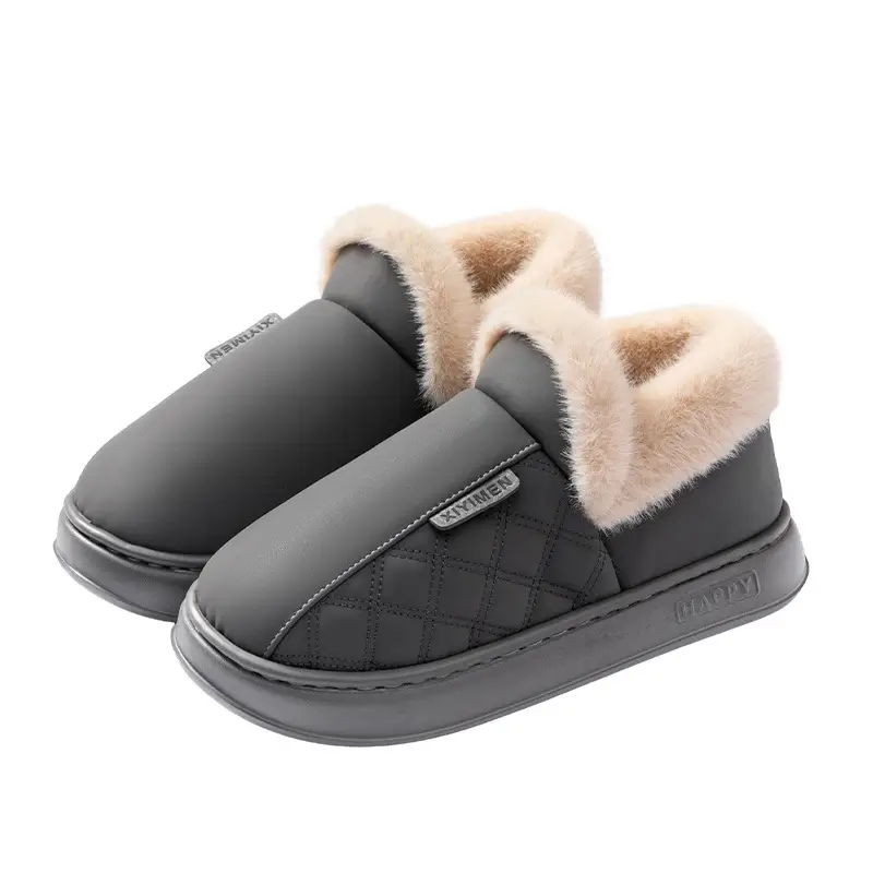 Warm Cotton Slippers for the Elderly Men's Autumn and Winter 2025 New Thick-Soled Non-Slip Thickeneded Plush Warm Cotton Slippers for Men