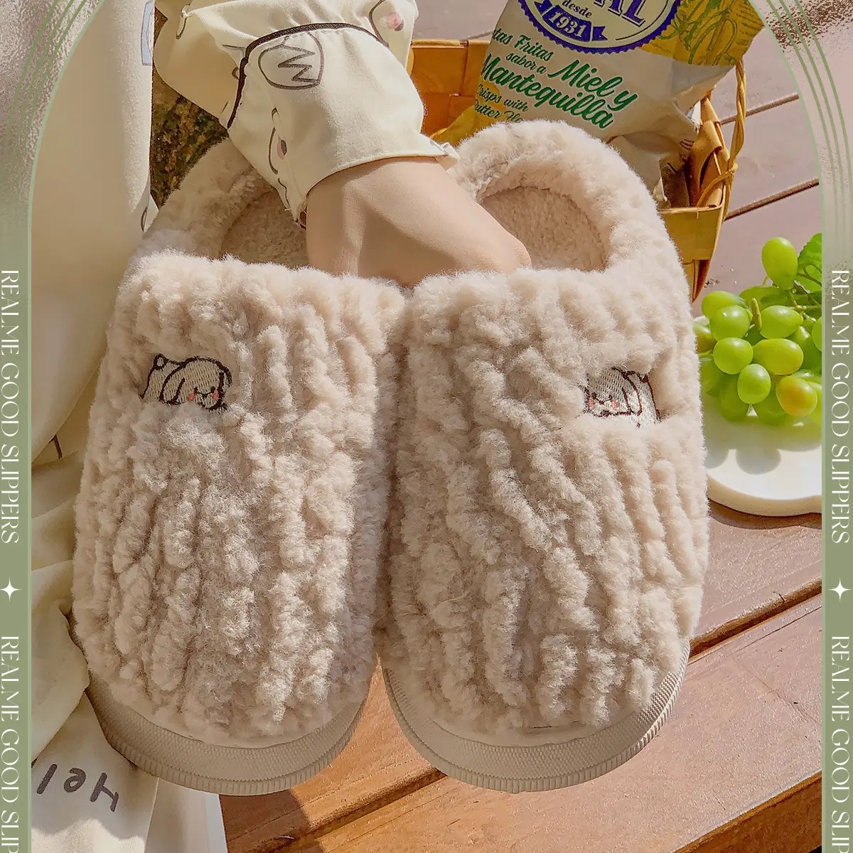 Women Winter Furry Slippers Pink Cotton New Home — feature 2