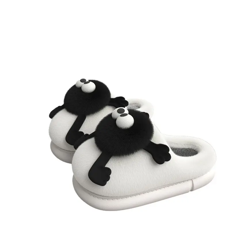 Coal Ball Cotton Slippers 2025 Cotton Slippers for Men and Couples, Fleece-Lined, Warm, Non-Slip, Solid Color, Suitable for Home and Outdoor Wear, High-End Cotton Slippers for Women