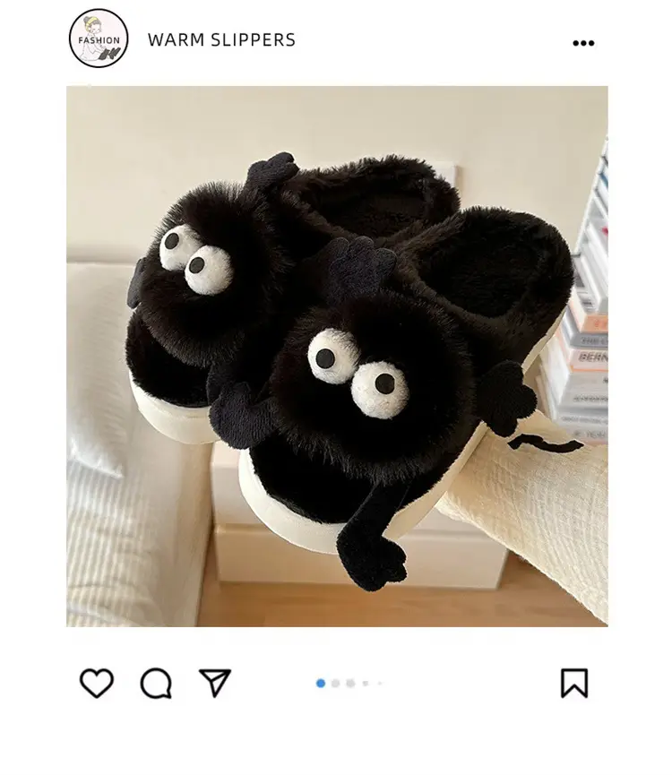 Coal Ball Cotton Slippers 2025 Cotton Slippers for Men and Couples, Fleece-Lined, Warm, Non-Slip, Solid Color, Suitable for Home and Outdoor Wear, High-End Cotton Slippers for Women — feature 1