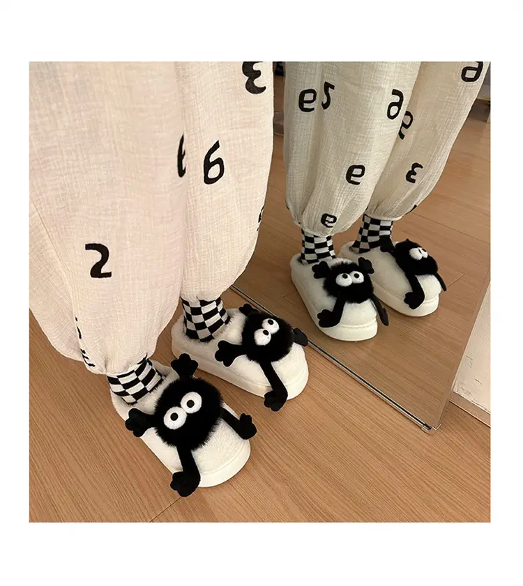 Coal Ball Cotton Slippers 2025 Cotton Slippers for Men and Couples, Fleece-Lined, Warm, Non-Slip, Solid Color, Suitable for Home and Outdoor Wear, High-End Cotton Slippers for Women — feature 13
