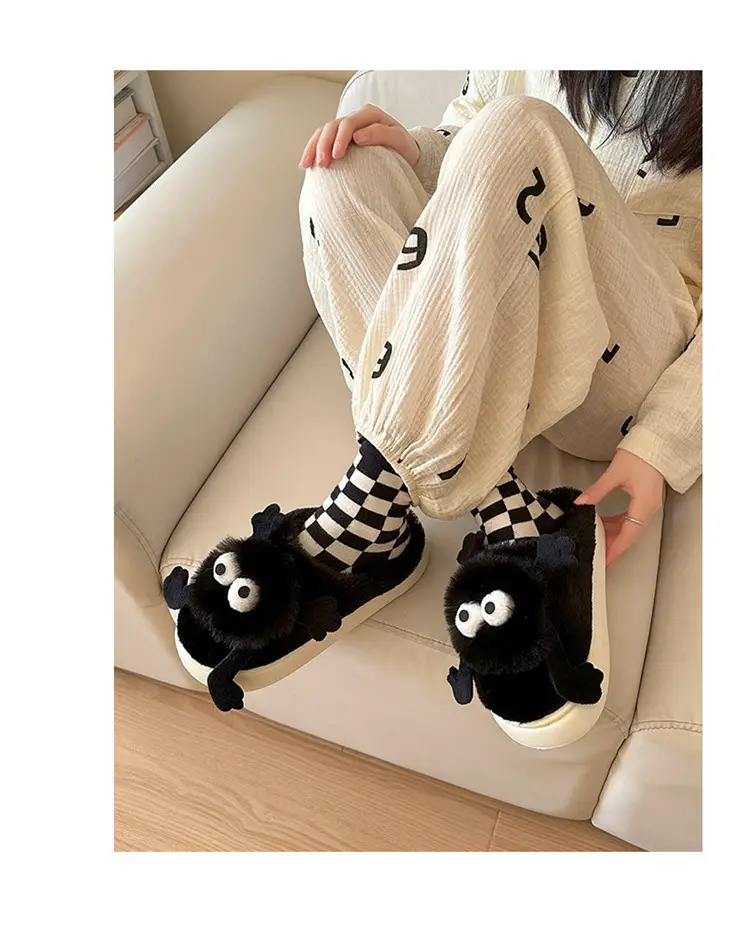 Coal Ball Cotton Slippers 2025 Cotton Slippers for Men and Couples, Fleece-Lined, Warm, Non-Slip, Solid Color, Suitable for Home and Outdoor Wear, High-End Cotton Slippers for Women — feature 7