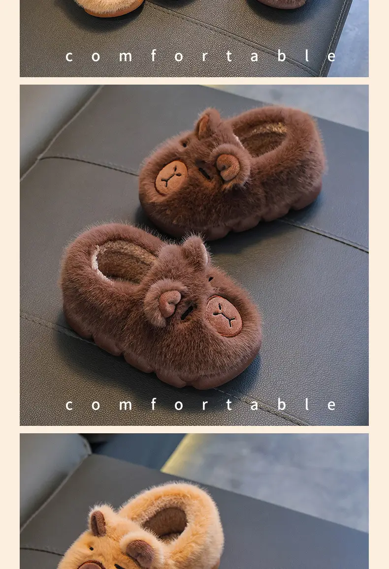 2025 Winter Kids Fleece Lined Slippers Brown — feature 11