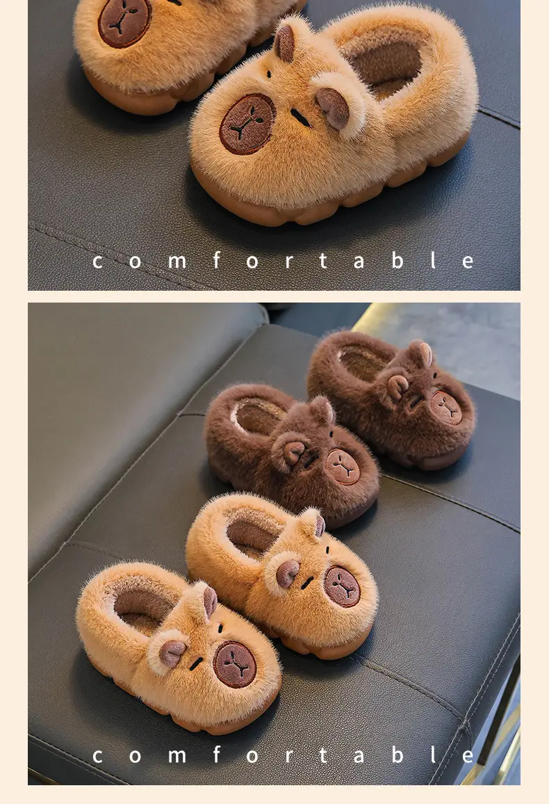 2025 Winter Kids Fleece Lined Slippers Brown — feature 12
