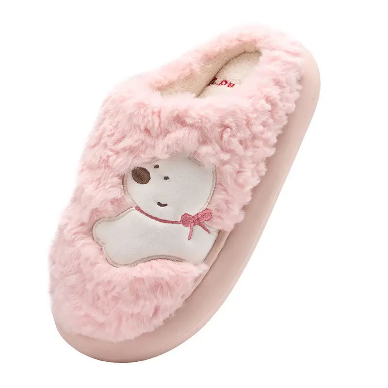 Pink Plush Winter Slippers for Women Men - Image 7