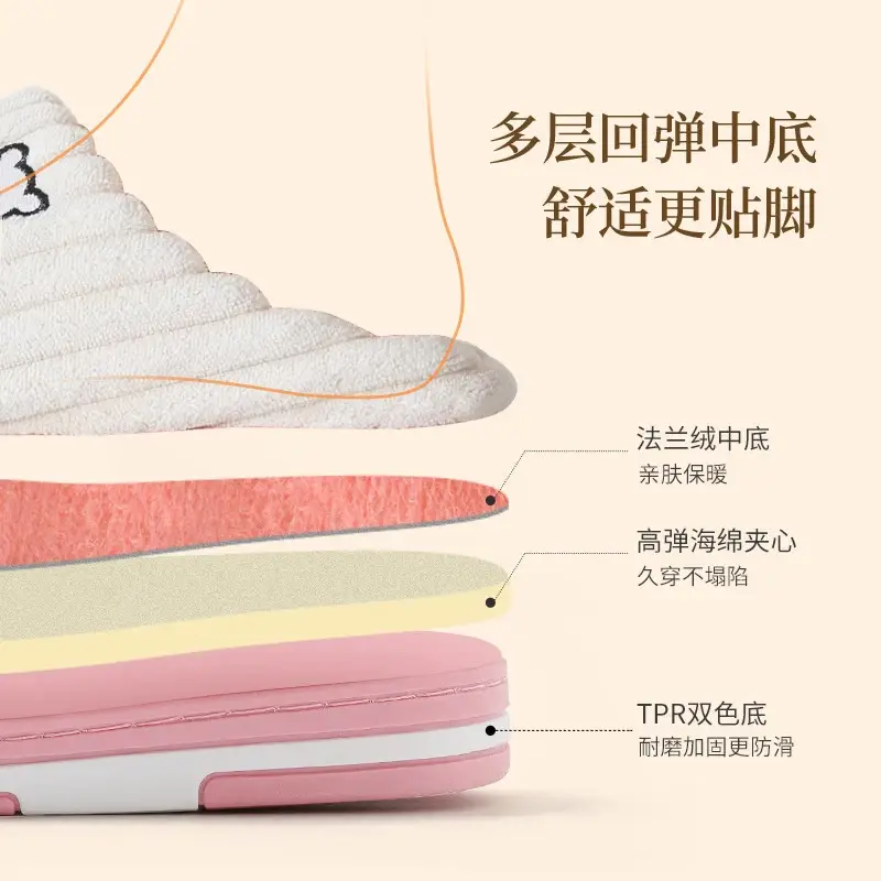 Cotton Slippers for Men, Autumn and Winter New Style, Indoor Home Use, Thick-Soled, Non-Slip, Warm, Plush, Household, Women's Winter - Image 8