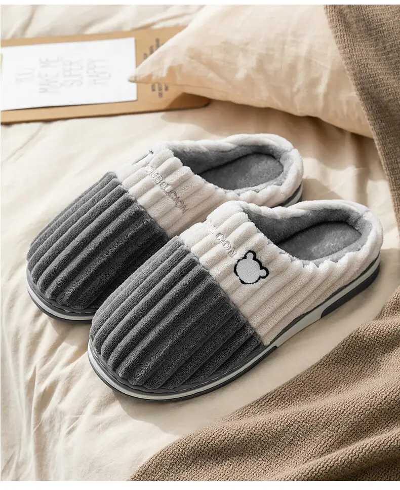 Cotton Slippers for Men, Autumn and Winter New Style, Indoor Home Use, Thick-Soled, Non-Slip, Warm, Plush, Household, Women's Winter — feature 14