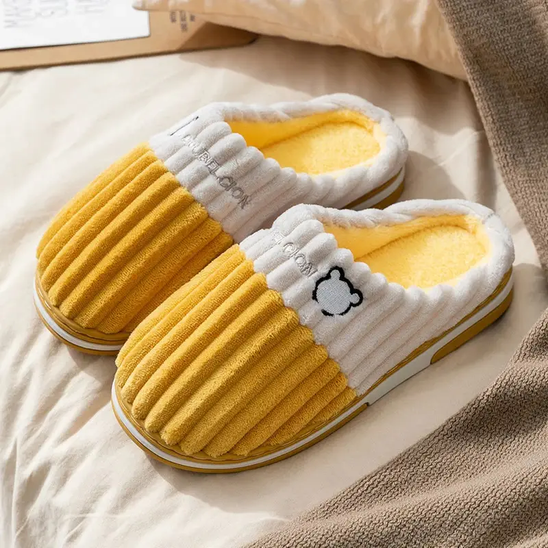 Cotton Slippers for Men, Autumn and Winter New Style, Indoor Home Use, Thick-Soled, Non-Slip, Warm, Plush, Household, Women's Winter - Image 2
