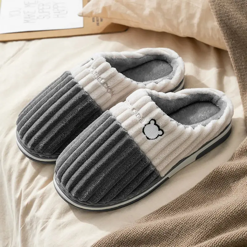 Cotton Slippers for Men, Autumn and Winter New Style, Indoor Home Use, Thick-Soled, Non-Slip, Warm, Plush, Household, Women's Winter - Image 3
