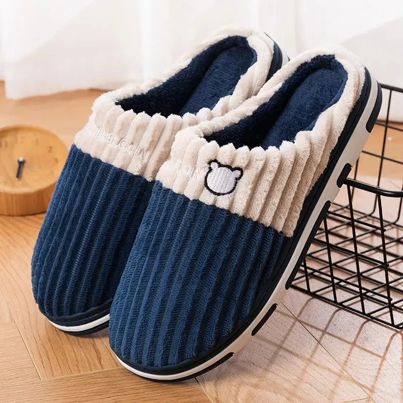 Cotton Slippers for Men, Autumn and Winter New Style, Indoor Home Use, Thick-Soled, Non-Slip, Warm, Plush, Household, Women's Winter - Image 4