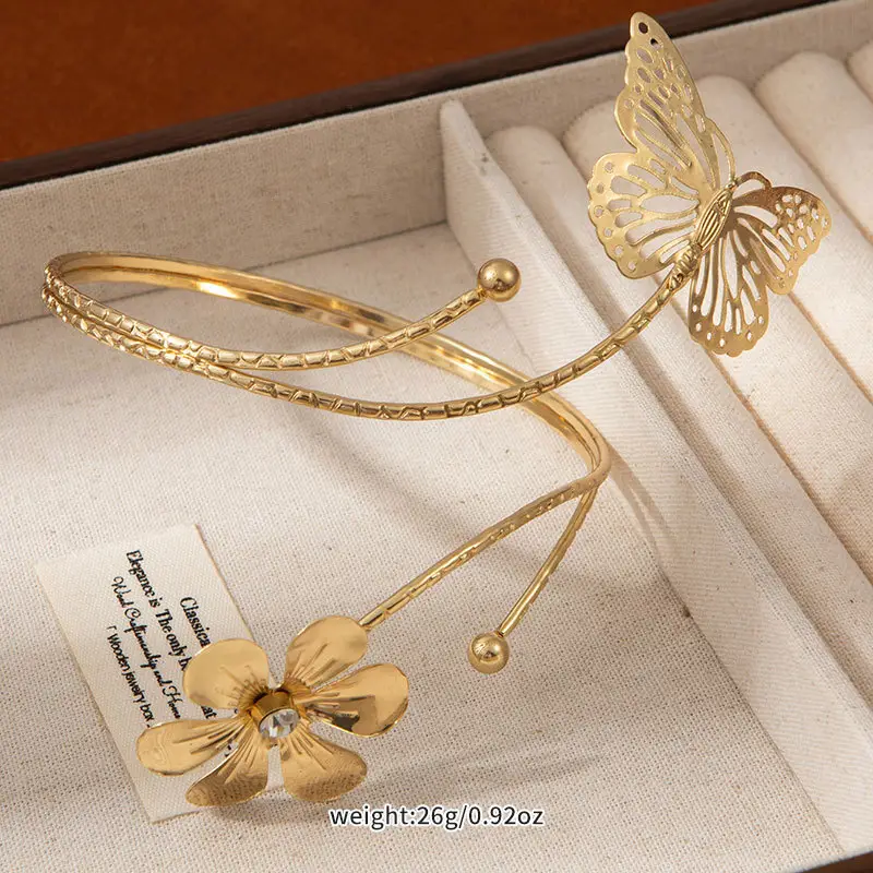 Light Luxury and High-End French Phoenix Tail Bracelet for Women, Gold Opening, Adjustable Armband, Geometric Flower Butterfly Hand Jewelry — feature 21