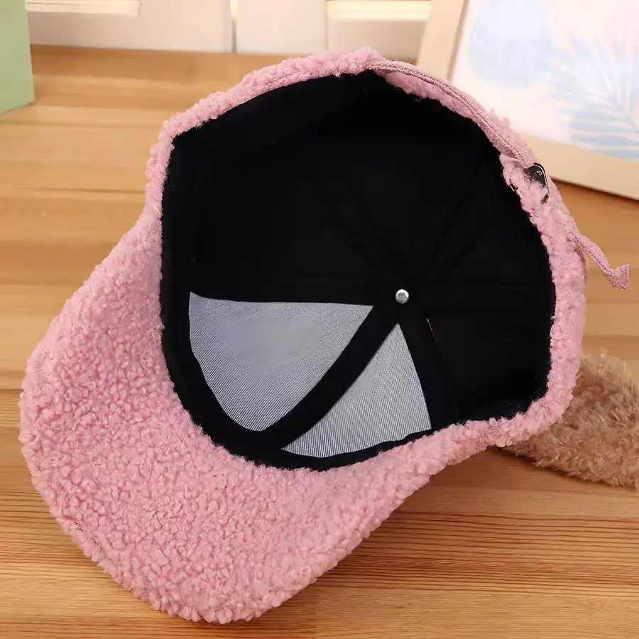 Pink Peaked Cashmere Hat for Kids Winter Warm — feature 14