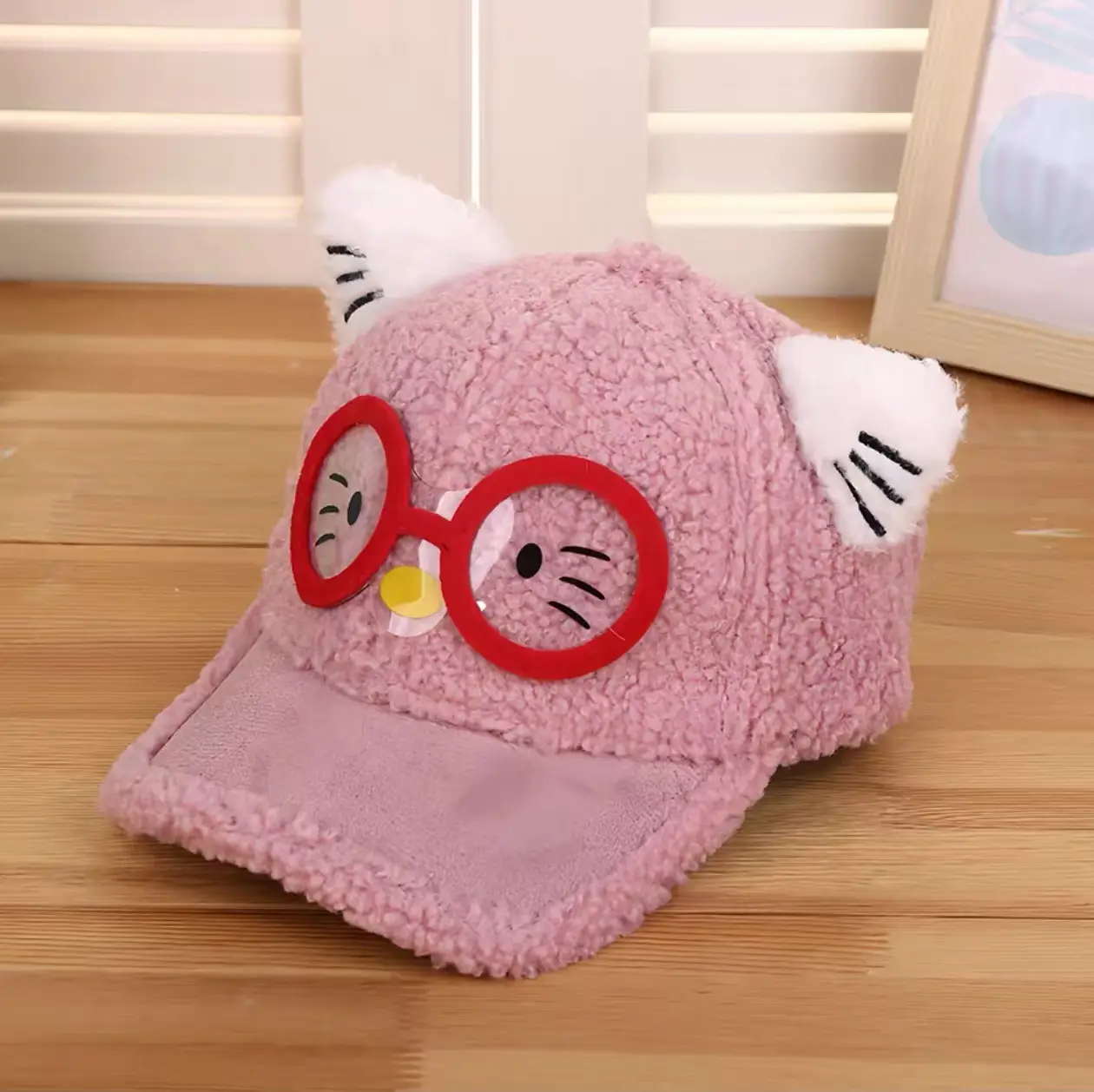 Pink Peaked Cashmere Hat for Kids Winter Warm - Image 4