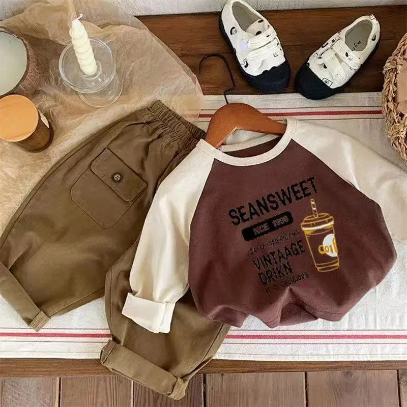 Children's Long Sleeve T-Shirt Cotton Spring Fall Set — feature 6