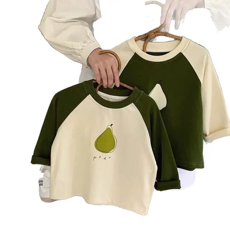 Boys Cotton Long Sleeve T-Shirt Green Cream Faux Fur Pockets - Image 7