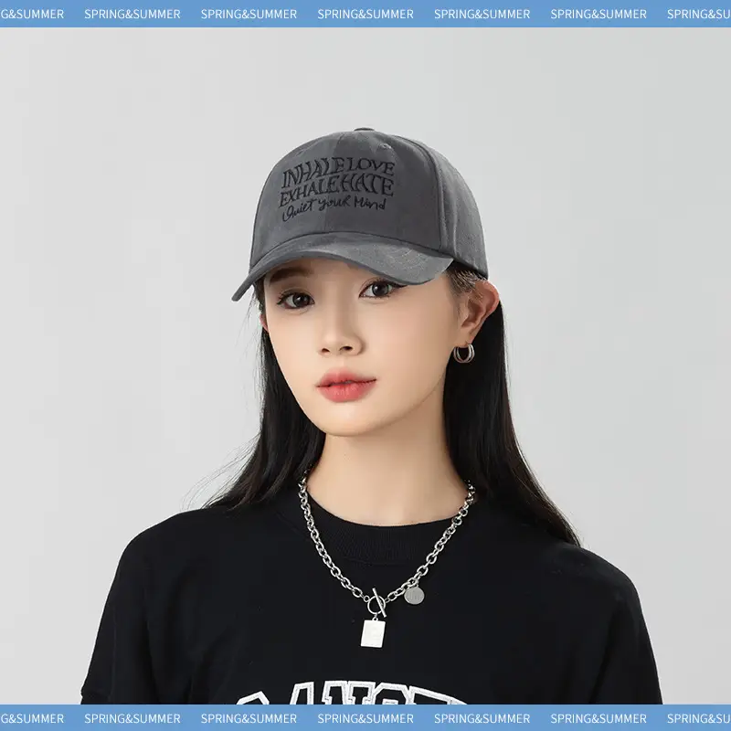 Women Letter Embroidered Baseball Cap Retro Washed Cotton Autumn Winter Harajuku Style Soft Top Duckbill Cap