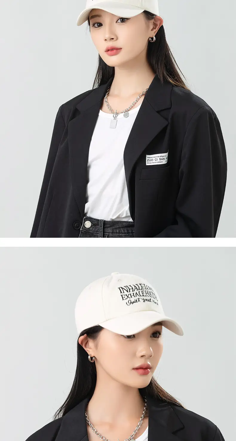 Women Letter Embroidered Baseball Cap Retro Washed Cotton Autumn Winter Harajuku Style Soft Top Duckbill Cap — feature 10