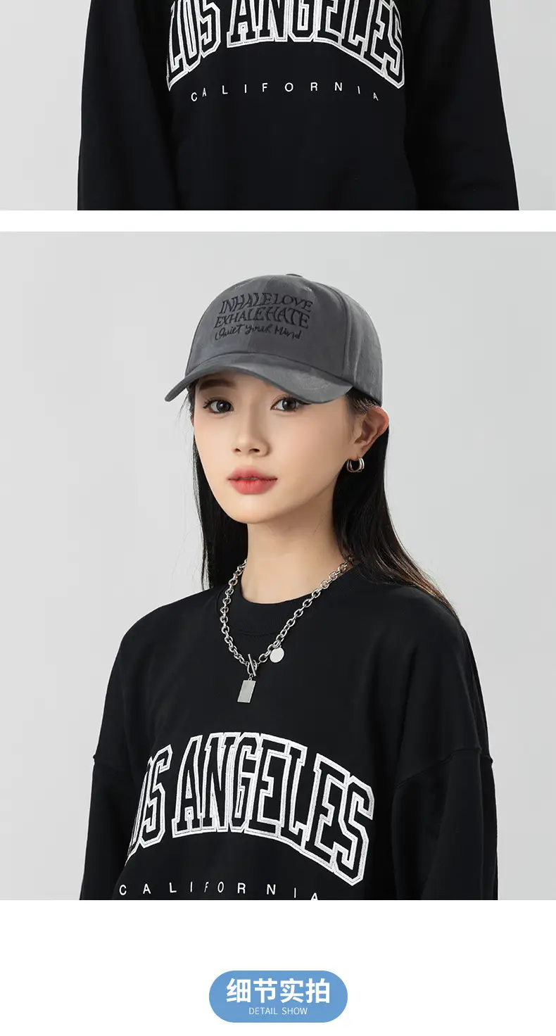 Women Letter Embroidered Baseball Cap Retro Washed Cotton Autumn Winter Harajuku Style Soft Top Duckbill Cap — feature 13