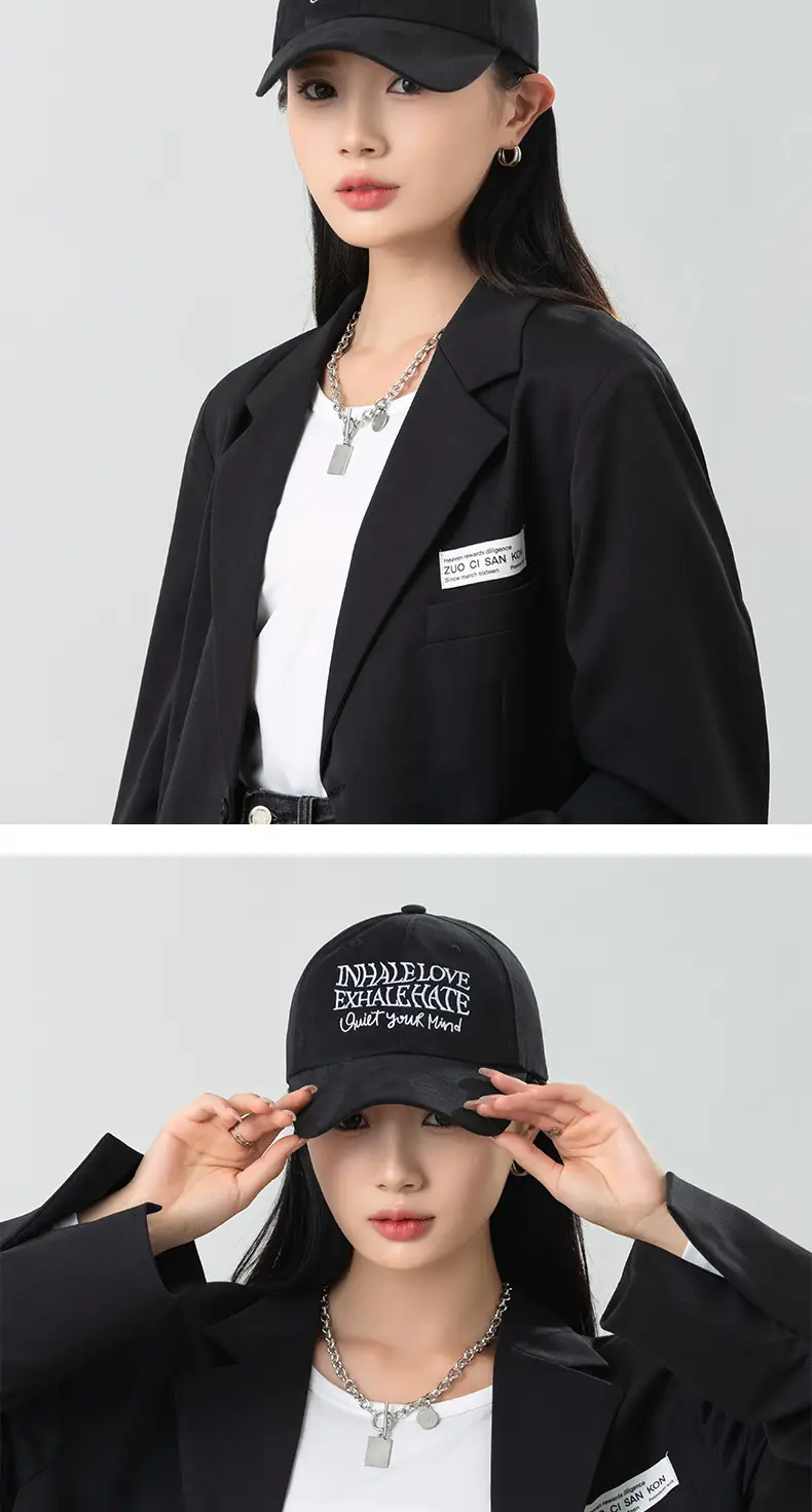 Women Letter Embroidered Baseball Cap Retro Washed Cotton Autumn Winter Harajuku Style Soft Top Duckbill Cap — feature 4