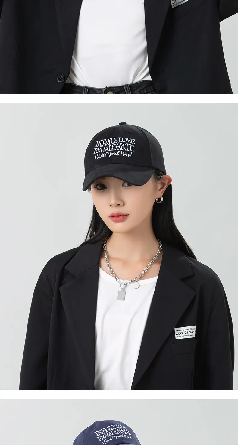 Women Letter Embroidered Baseball Cap Retro Washed Cotton Autumn Winter Harajuku Style Soft Top Duckbill Cap — feature 5