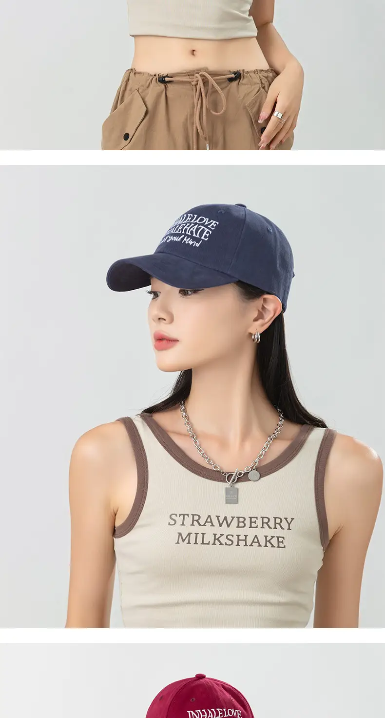 Women Letter Embroidered Baseball Cap Retro Washed Cotton Autumn Winter Harajuku Style Soft Top Duckbill Cap — feature 7