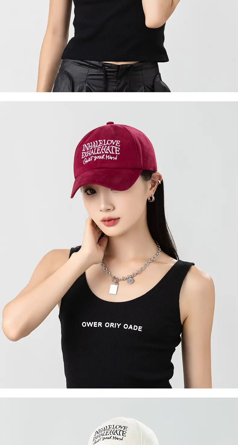 Women Letter Embroidered Baseball Cap Retro Washed Cotton Autumn Winter Harajuku Style Soft Top Duckbill Cap — feature 9