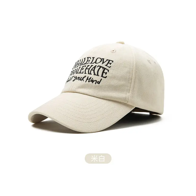 Women Letter Embroidered Baseball Cap Retro Washed Cotton Autumn Winter Harajuku Style Soft Top Duckbill Cap