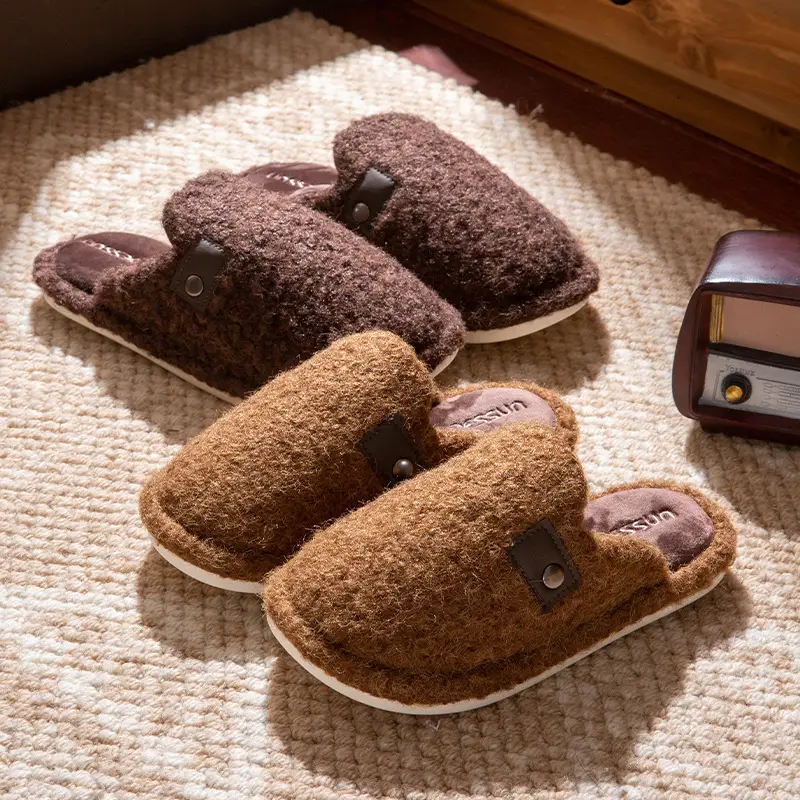 New Style Home Warm Plus Velvet Home Slippers Thick-Soled Plush Winter Cotton Slippers for Women to Wear Outside High-Bottom Anti-Slip Winter - Image 6