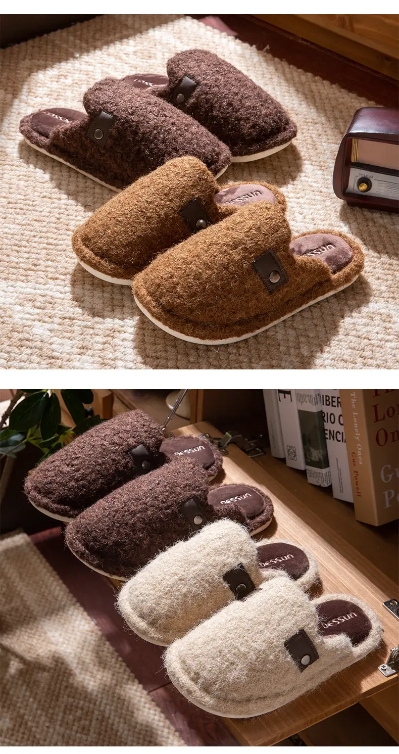 New Style Home Warm Plus Velvet Home Slippers Thick-Soled Plush Winter Cotton Slippers for Women to Wear Outside High-Bottom Anti-Slip Winter — feature 12