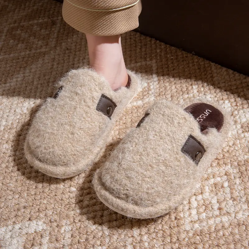 New Style Home Warm Plus Velvet Home Slippers Thick-Soled Plush Winter Cotton Slippers for Women to Wear Outside High-Bottom Anti-Slip Winter - Image 2