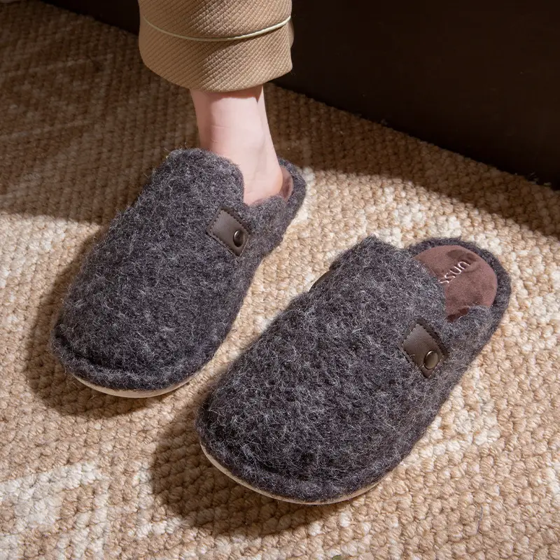 New Style Home Warm Plus Velvet Home Slippers Thick-Soled Plush Winter Cotton Slippers for Women to Wear Outside High-Bottom Anti-Slip Winter - Image 3