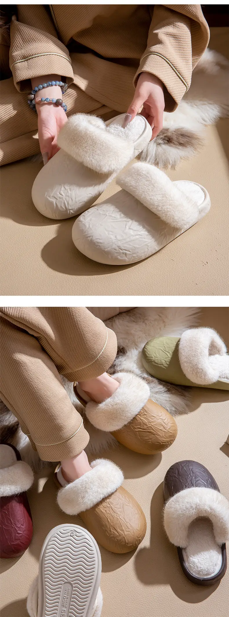 Maternity Cotton Slippers White Warm Indoor Winter — feature 10