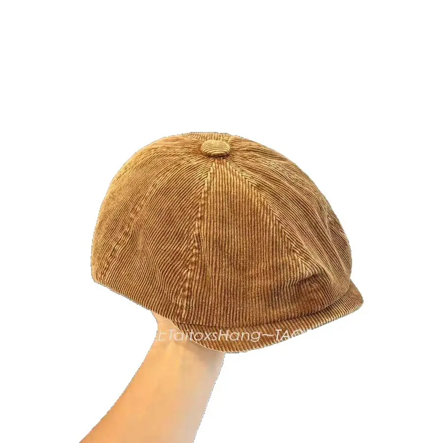 Japanese Retro Corduroy Beret for Women Duckbill Forward Cap - Image 9