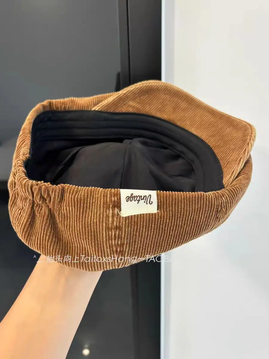 Japanese Retro Corduroy Beret for Women Duckbill Forward Cap — feature 11
