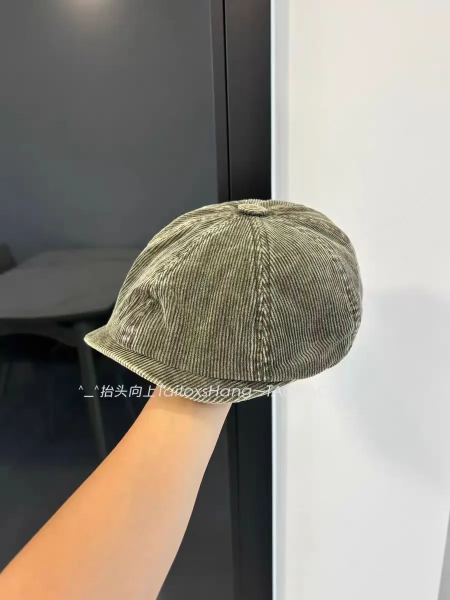 Japanese Retro Corduroy Beret for Women Duckbill Forward Cap — feature 3
