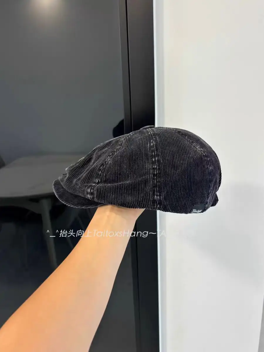 Japanese Retro Corduroy Beret for Women Duckbill Forward Cap — feature 5